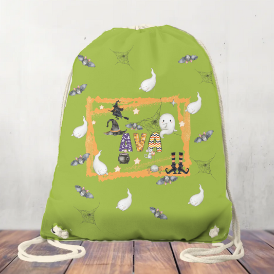 Canvas Drawstring Bag Personalised Halloween Bag