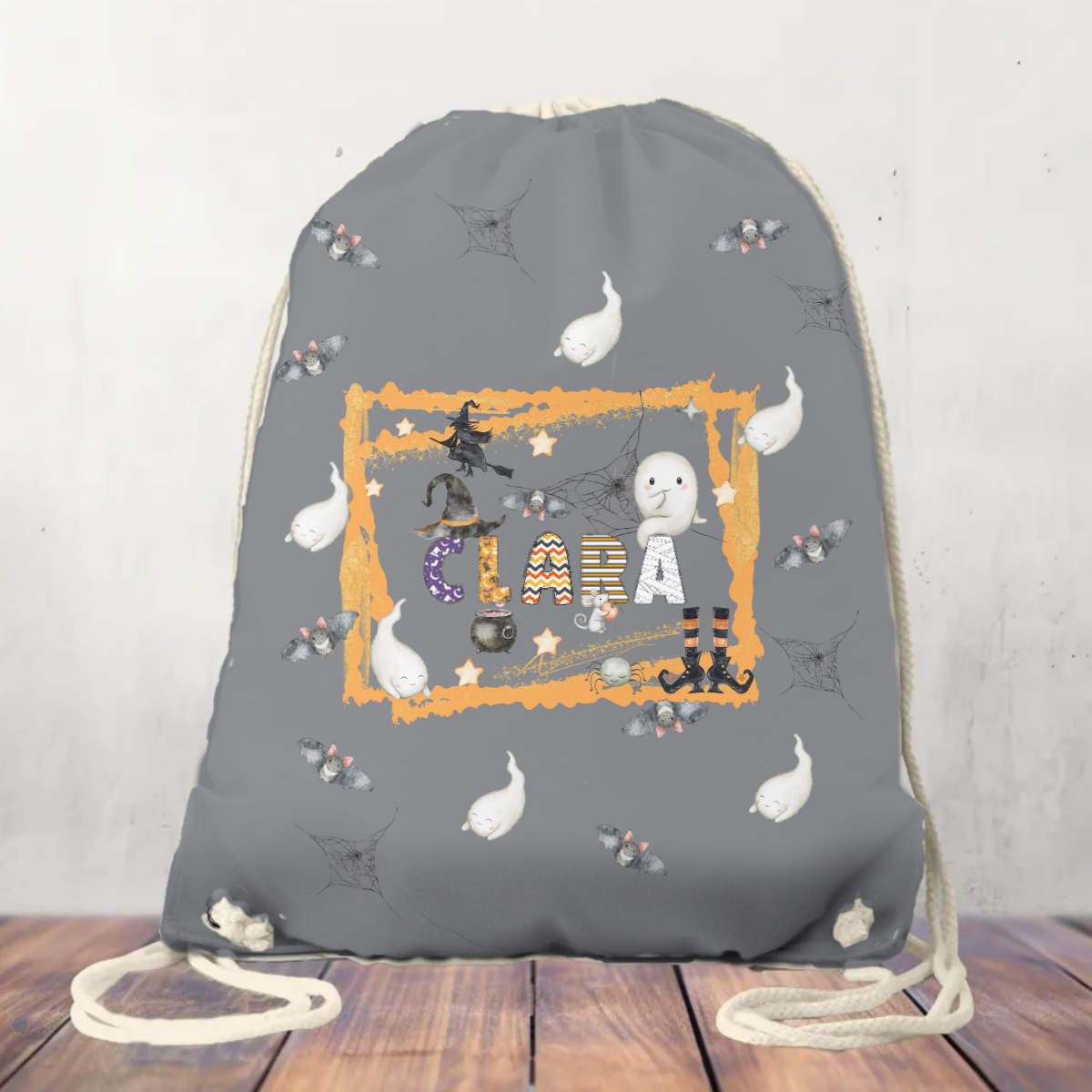 Canvas Drawstring Bag Personalised Halloween Bag