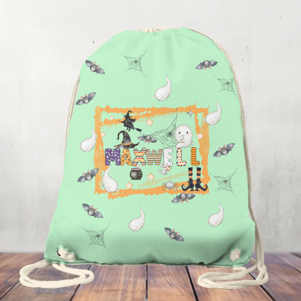 Canvas Drawstring Bag Personalised Halloween Bag