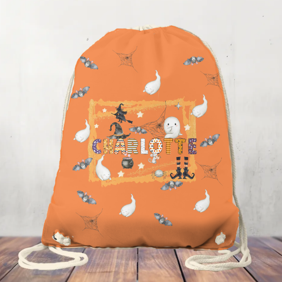 Canvas Drawstring Bag Personalised Halloween Bag