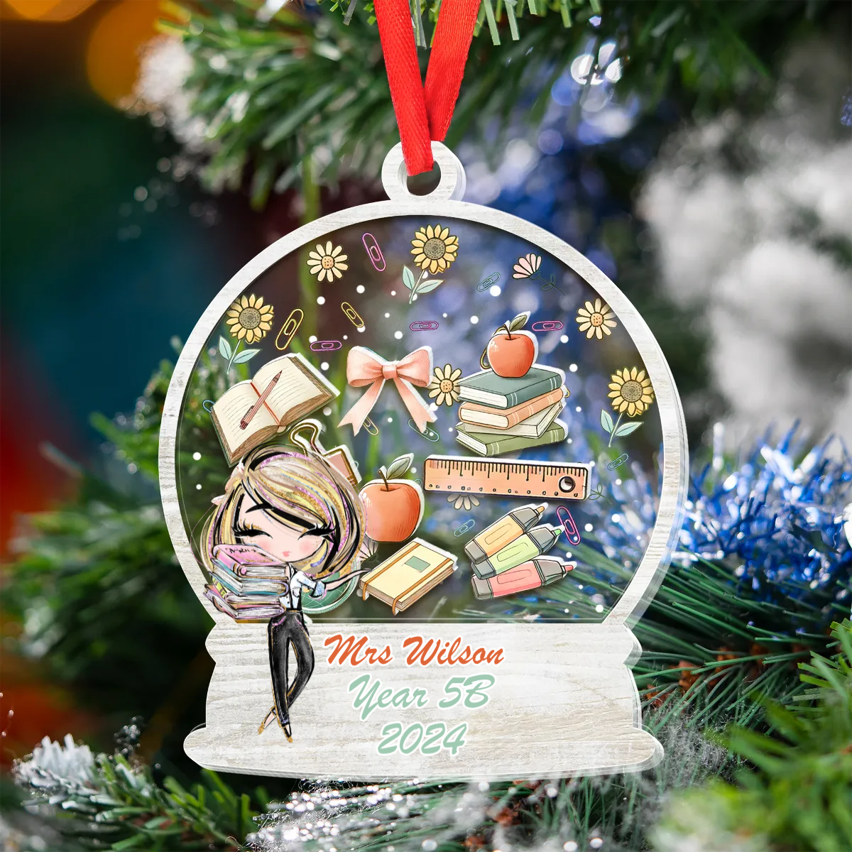 Shaker Ornament Teacher Personalised Ornament