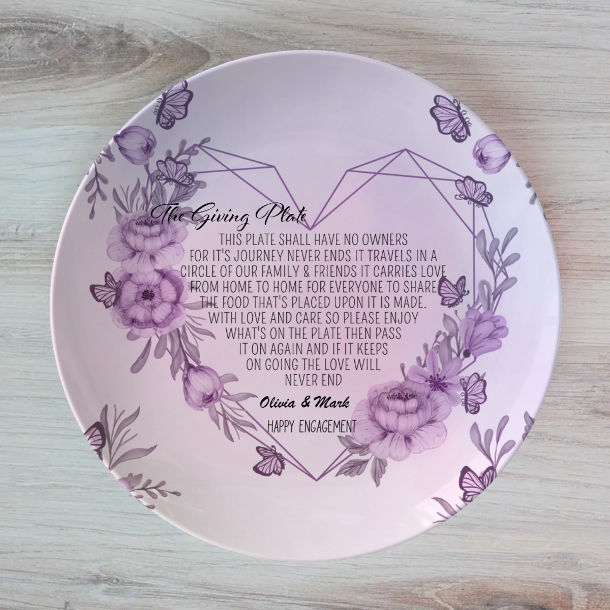 Personalised The Giving Plate, Purple Passion Dinner Plate