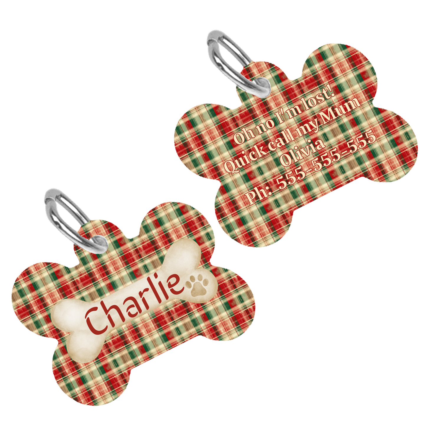 Tartan Collection 8 - Pet Tag Round and Bone Shape, Bandana, Lead, Dinner Bowl, Pet Bed