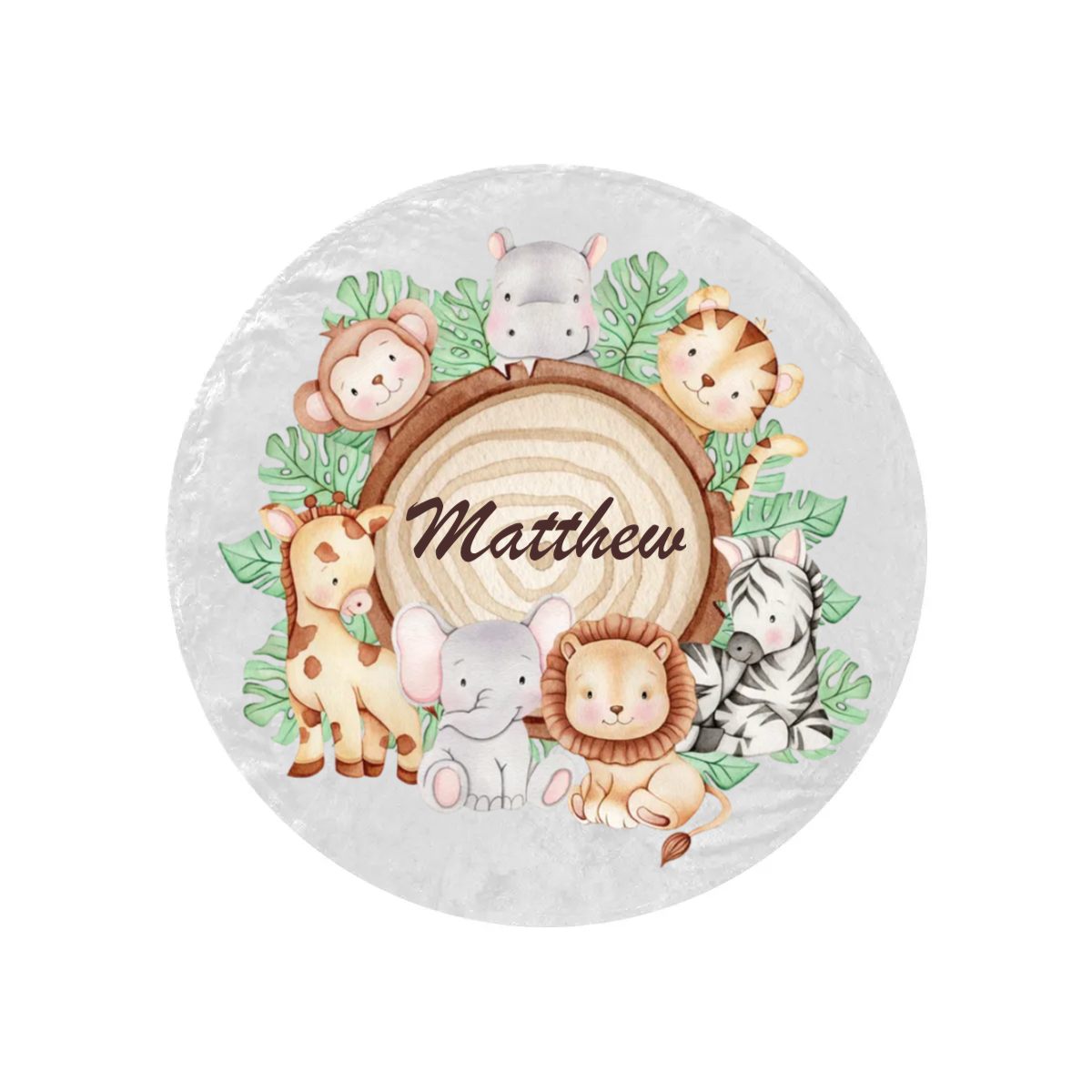 Round Blanket Personalised Safari