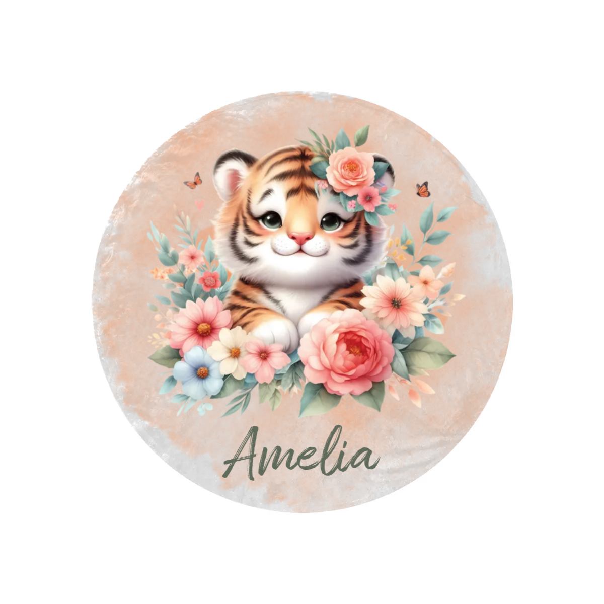 Round Blanket Personalised Tiger