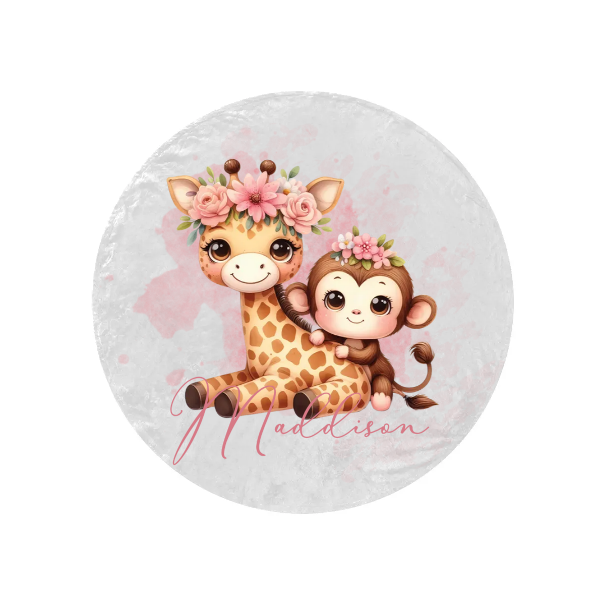 Round Blanket Giraffe and Monkey