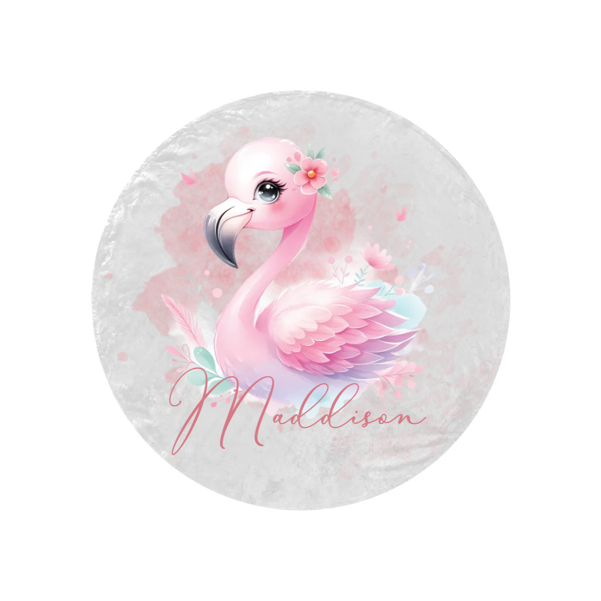 Round Blanket Personalised Flamingo