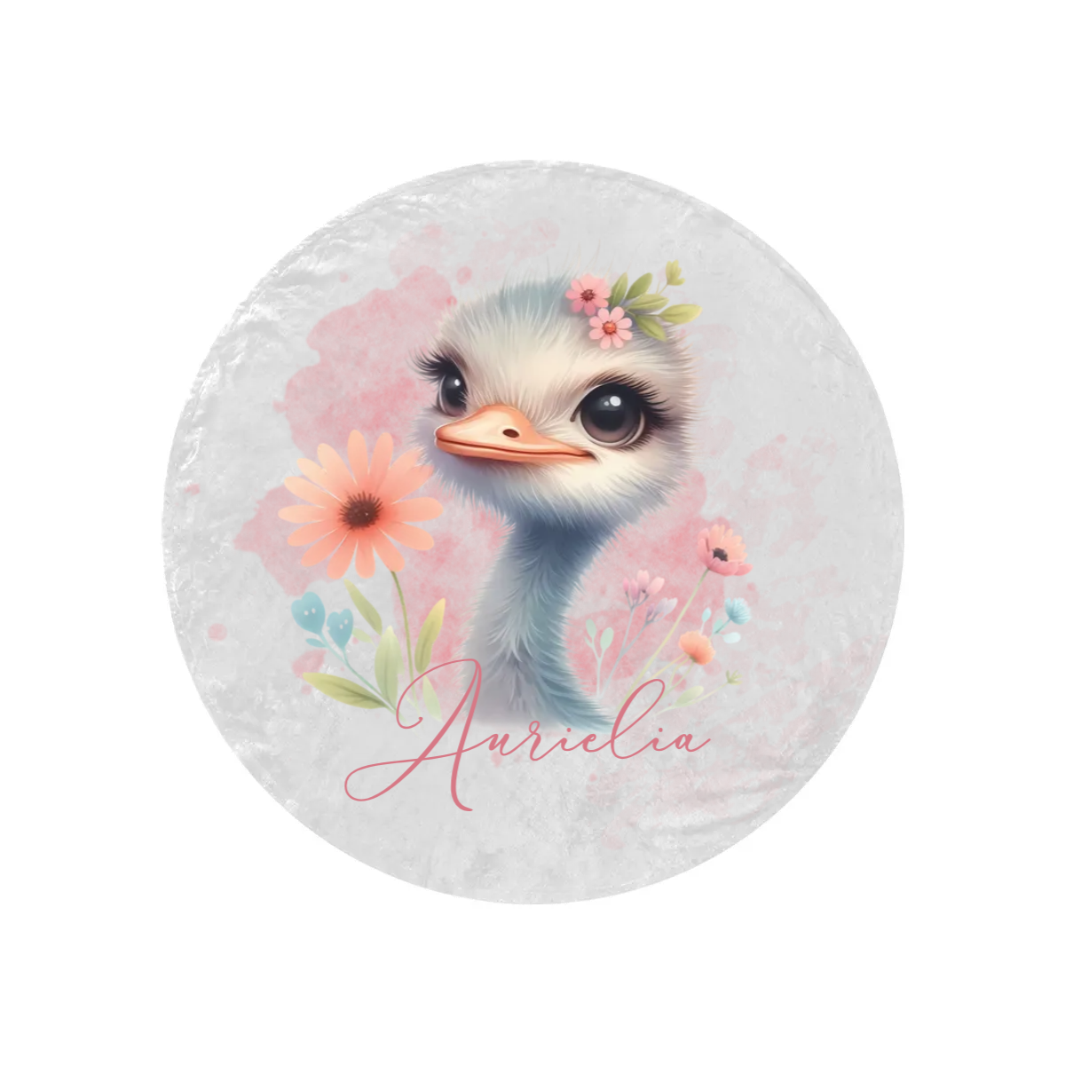 Round Blanket Ostrich Personalised