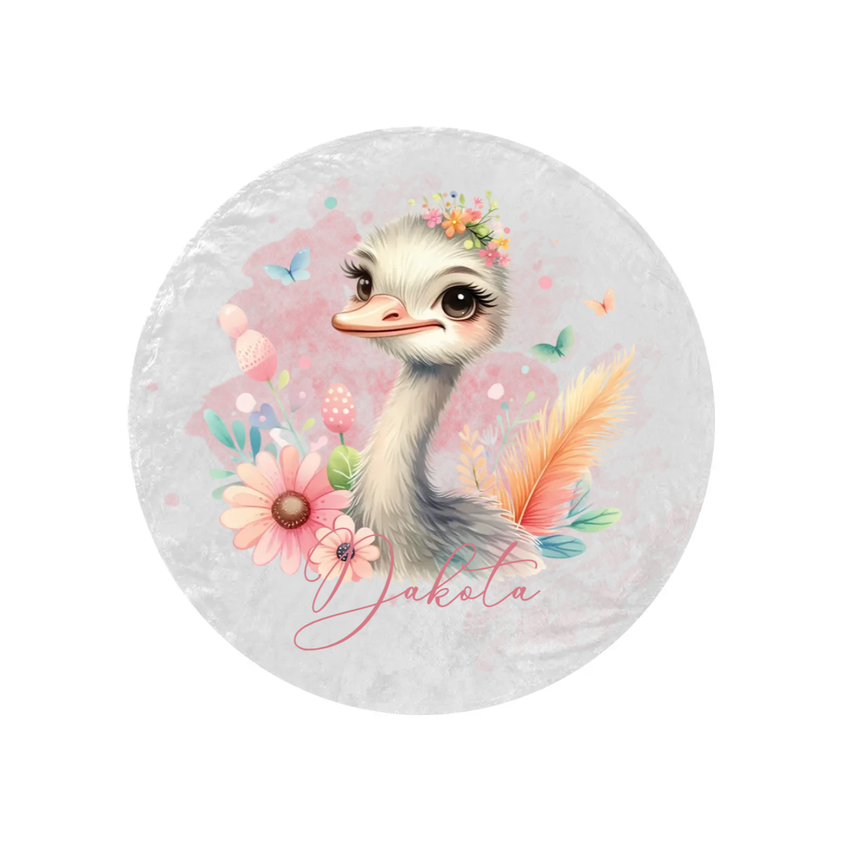 Round Blanket Personalised Ostrich