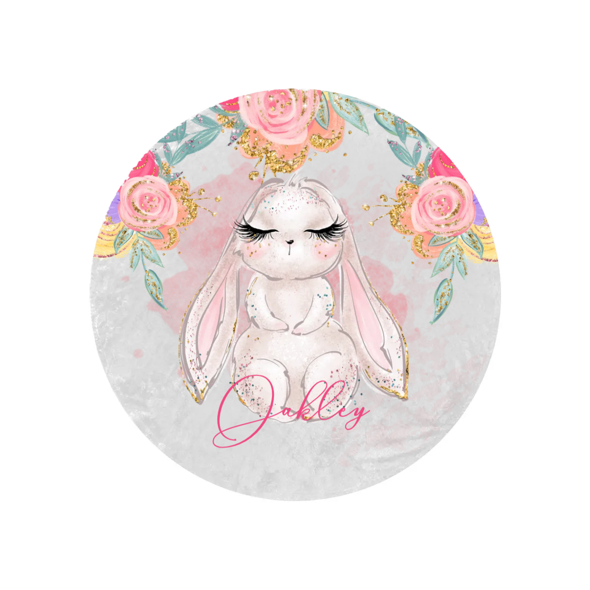 Round Blanket Personalised Rabbit