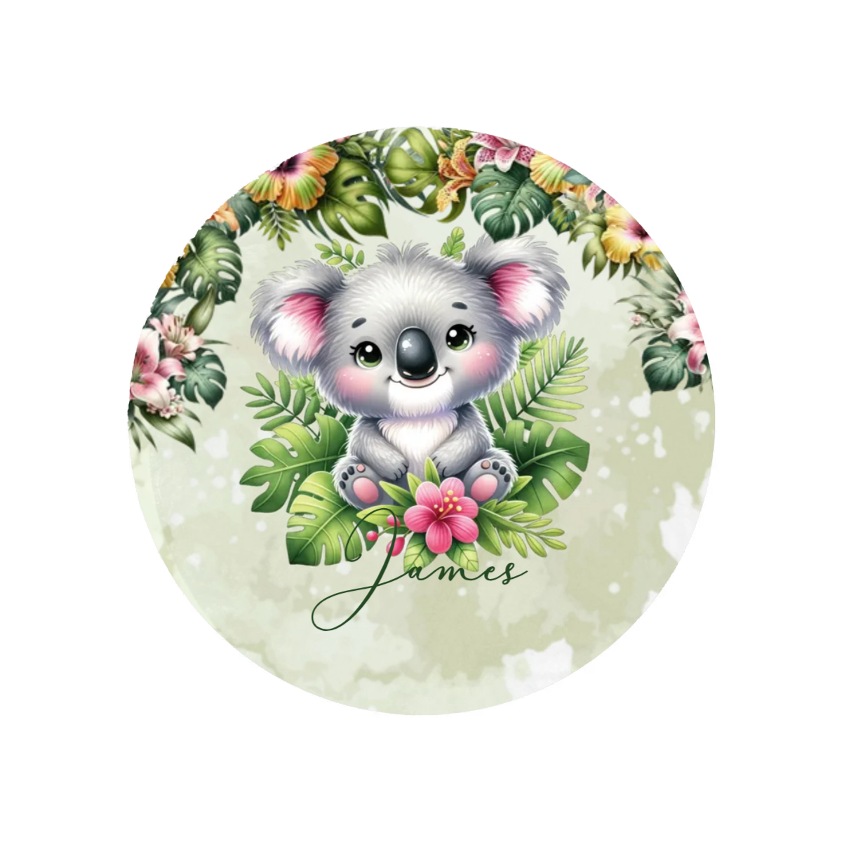 Round Blanket Personalised Tropical Koala