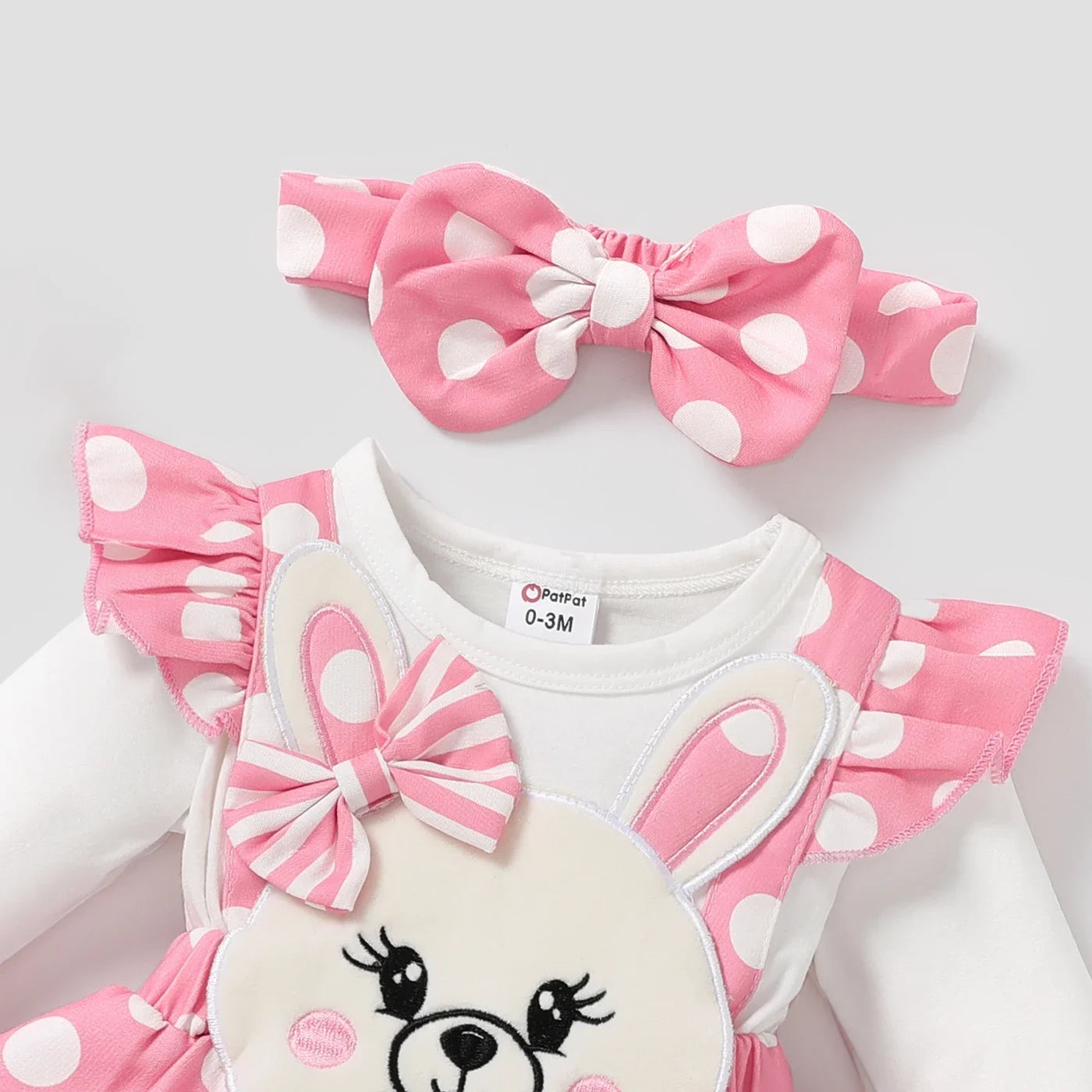 Baby Girl Rabbit Pattern Ruffle Long Sleeve Romper  rabbit Casual/Outdoor Suitable for Autumn Season Comfortable