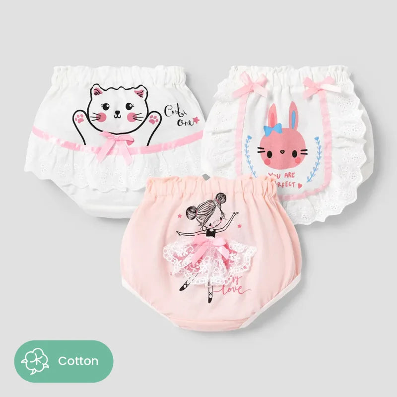 Girls' Sweet 3D Animal Pattern Underwear Set