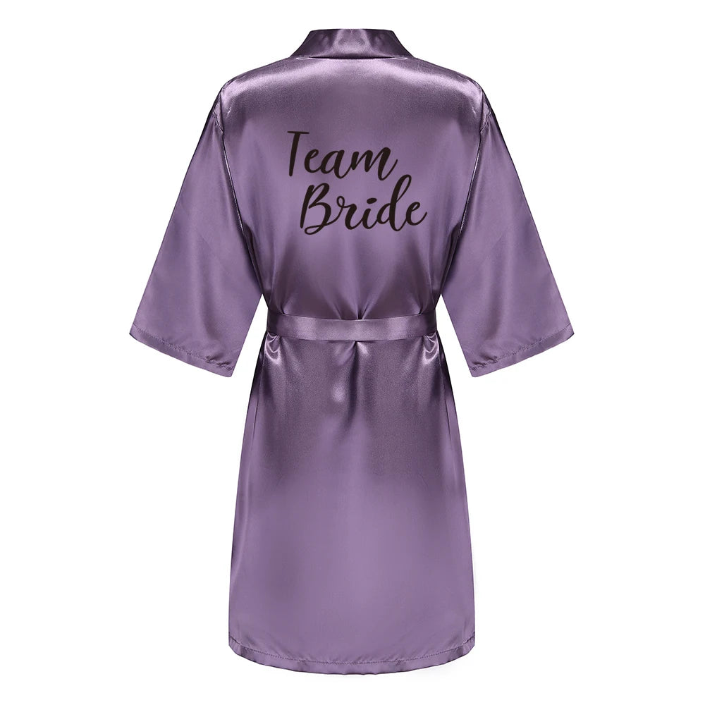 Team Bride Kimono Satin Women Bathrobe Wedding Sister Mother of the Bride Groom Bridesmaid Robes