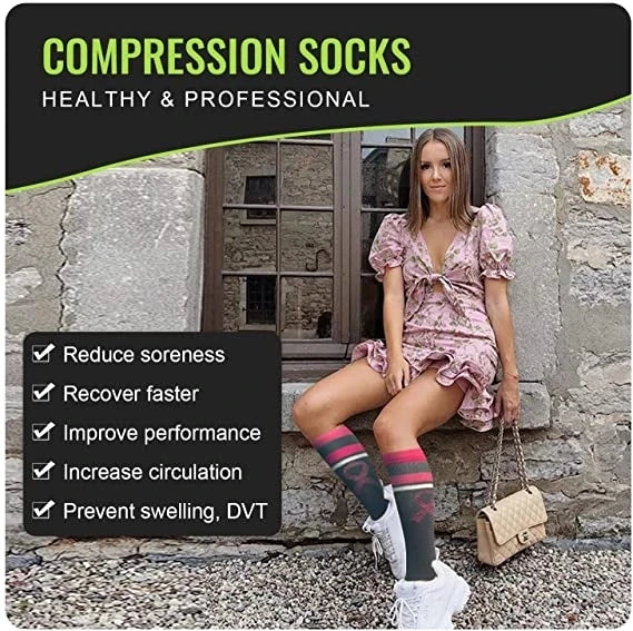 CFS Compression Socks Women Men Knee Stocking 20-30mmH Compression Socks Running Sport Sock