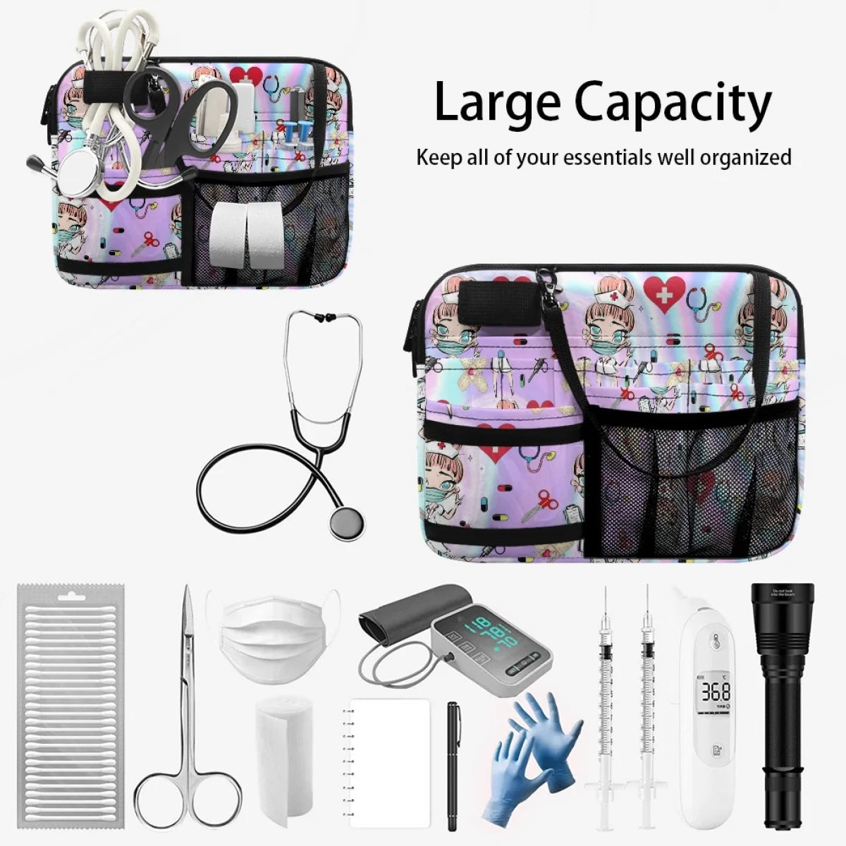 Women Nurse Fanny Pack for Stethoscopes Bandage Scissor Belt Organizer Bum Bags Multi Pocket Organizer Pouch