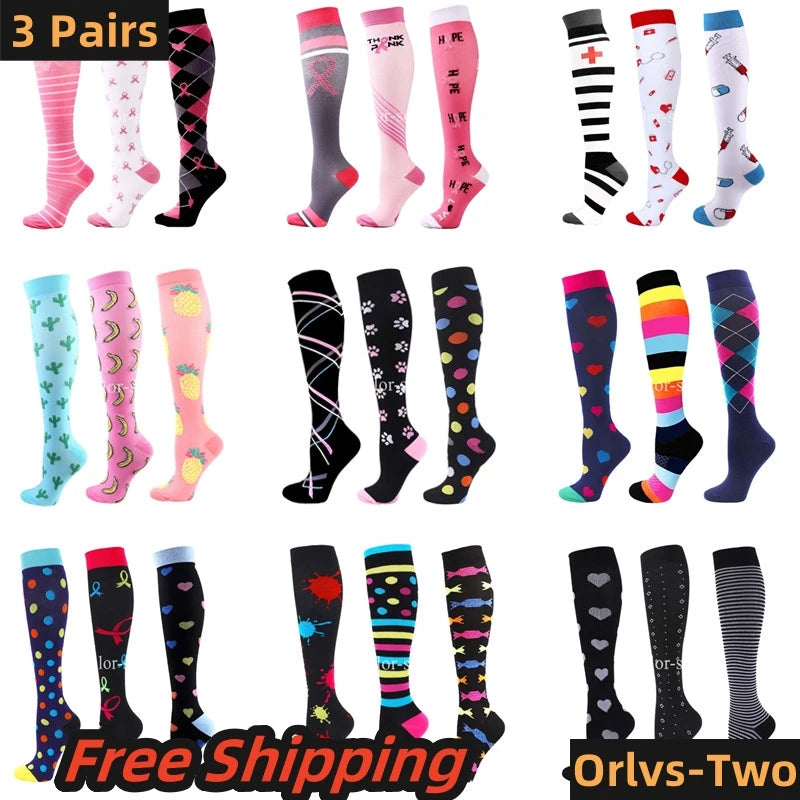 CFS Compression Socks Women Men Knee Stocking 20-30mmH Compression Socks Running Sport Sock