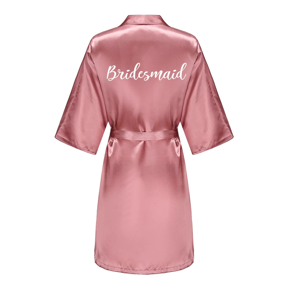 New Bridal Party Bridesmaid Sister Mother Shower Gift Wedding Short Team Bride Robes With White Text Women Bathrobe