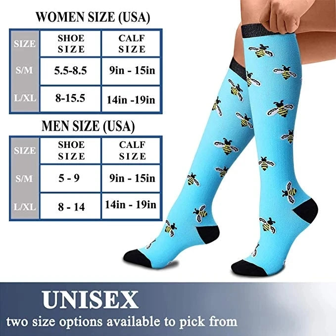 New Compression Socks Knee High Men Women Running Travel Flight Cycling Socks