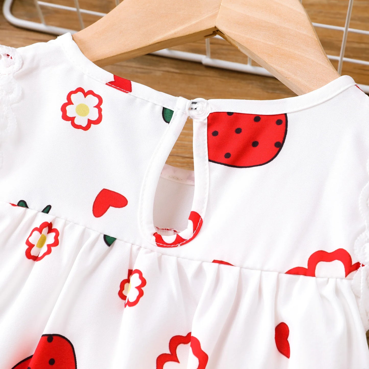 Sweet Strawberry Lace Dress for Baby Girls Suitable for Summer Season Soft and Comfortable  Perfect for Outings