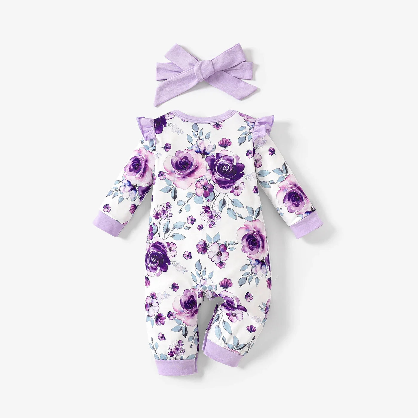 Baby Girl Floral Sweet Long Sleeve Jumpsuit Set Soft and Comfortable  Perfect for Outings and Daily Wear 2pcs