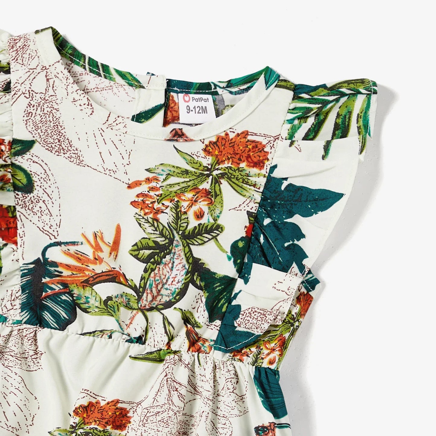 Family Matching All over Plant Floral Print Dresses and Short-sleeve Shirts Sets Soft and Comfortable