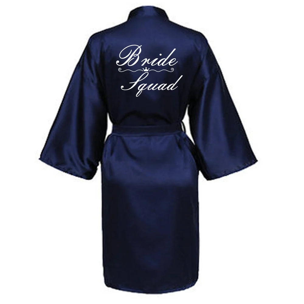 Women Silk Satin Short Night Printing Robe Kimono Robe Fashion Bath Robe Bathrobe Femme Wedding Bride Bridesmaid RobeZK09