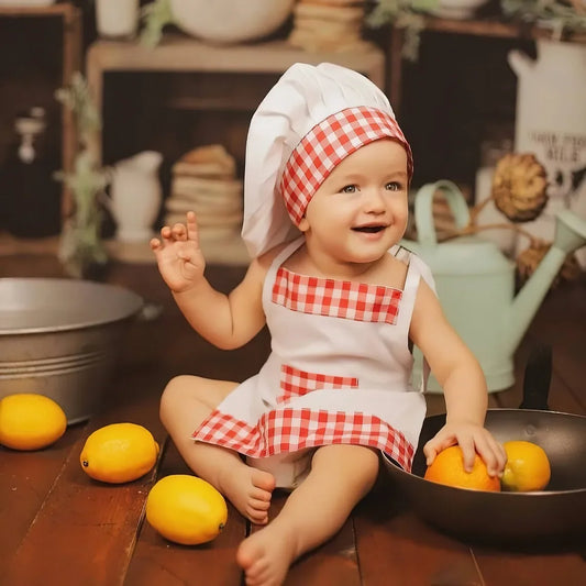 Children Photography Chef Suit Men and Women Baby Photo Modeling Clothes Children Performance Chef Apron New