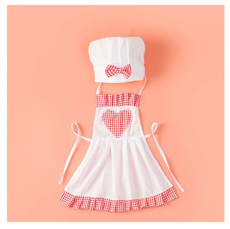 Children Photography Chef Suit Men and Women Baby Photo Modeling Clothes Children Performance Chef Apron New