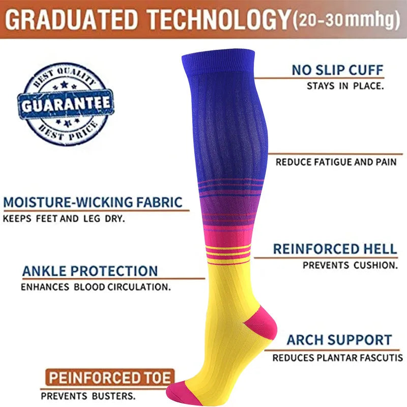 New Compression Stockings Pressure Nursing Socks, Flight, Sports Socks Running