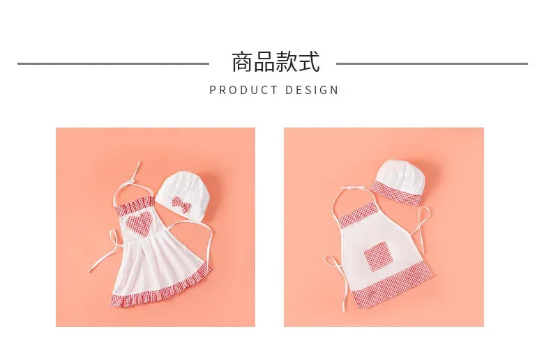 Children Photography Chef Suit Men and Women Baby Photo Modeling Clothes Children Performance Chef Apron New