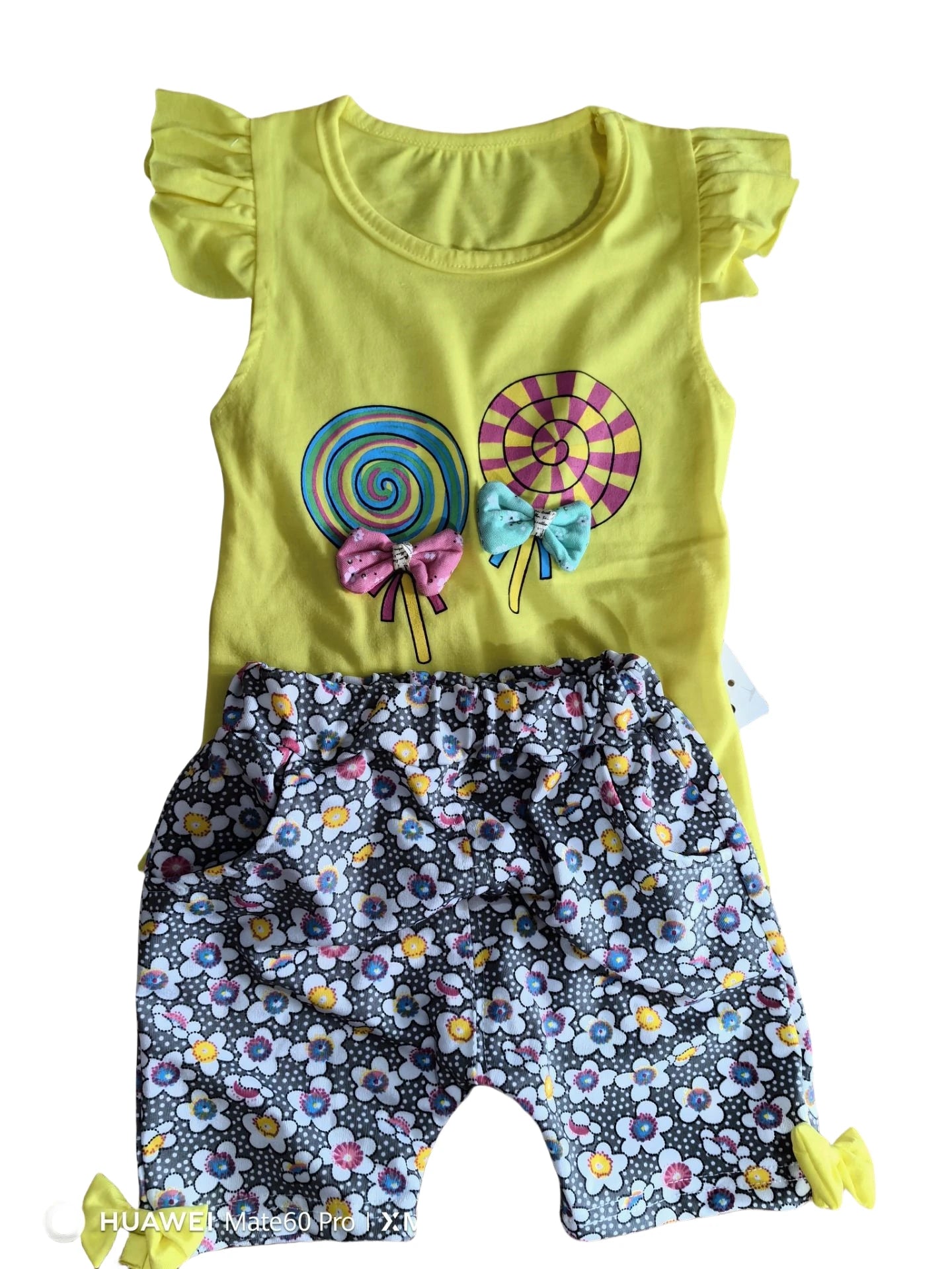 Summer Baby Clothes Sets Lollipop Print Sleeveless T-shirts and Shorts 2pcs Newborn Infant Girls Clothing Suits Outfits