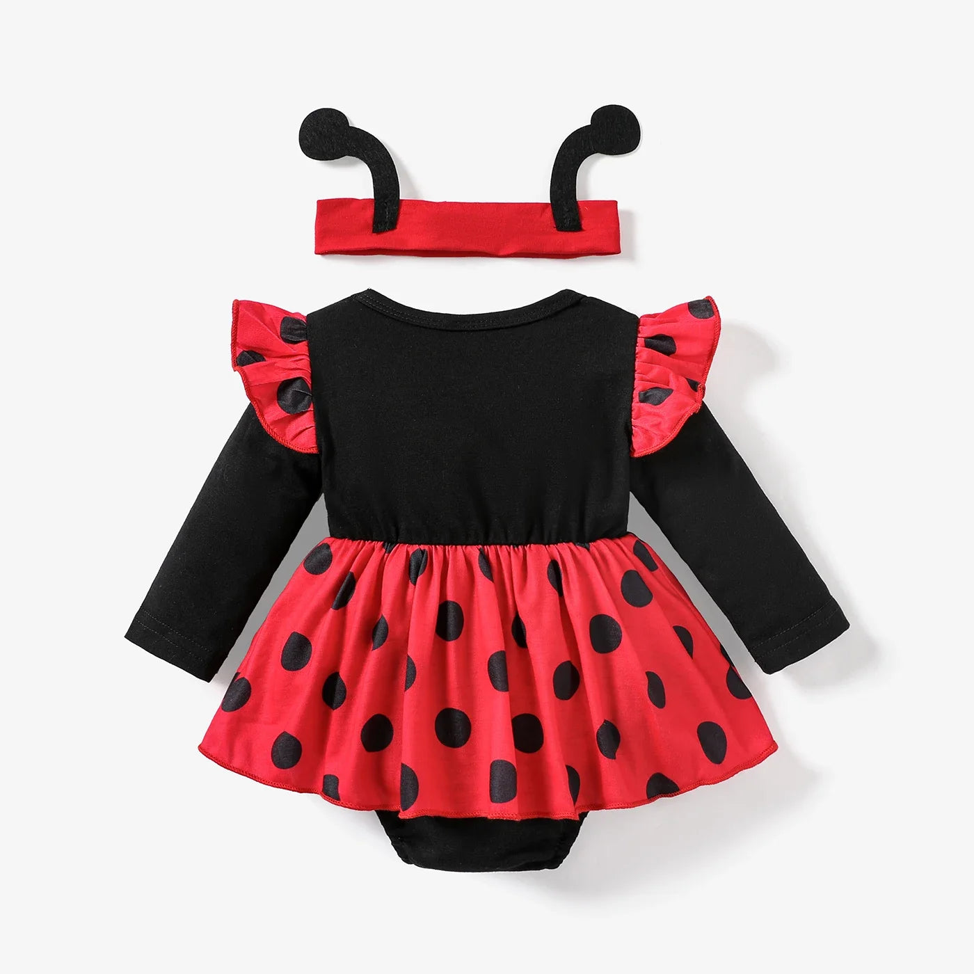 Baby Girls Childlike Polka Dot Ladybug Romper Set  Casual/Outdoor Soft and Comfortable  Perfect for Outings 2PCS