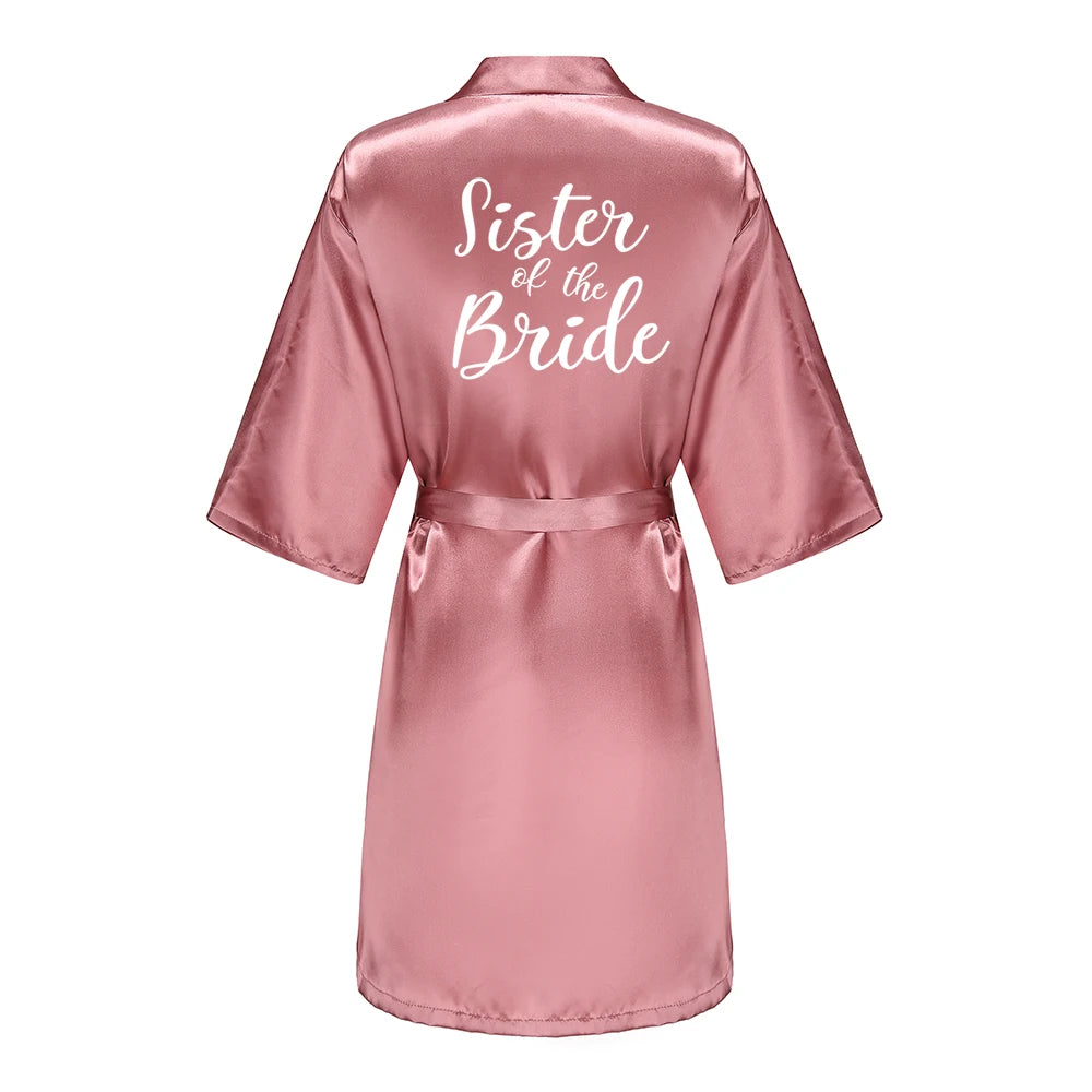 New Bridal Party Bridesmaid Sister Mother Shower Gift Wedding Short Team Bride Robes With White Text Women Bathrobe