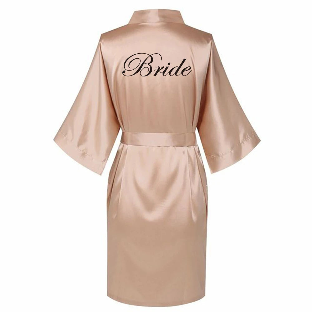 Satin Silk Robes Plus Size Wedding BathRobe Bride Bridesmaid Dress Gown Women Clothing Sleepwear Maid of Honor Rose Gold