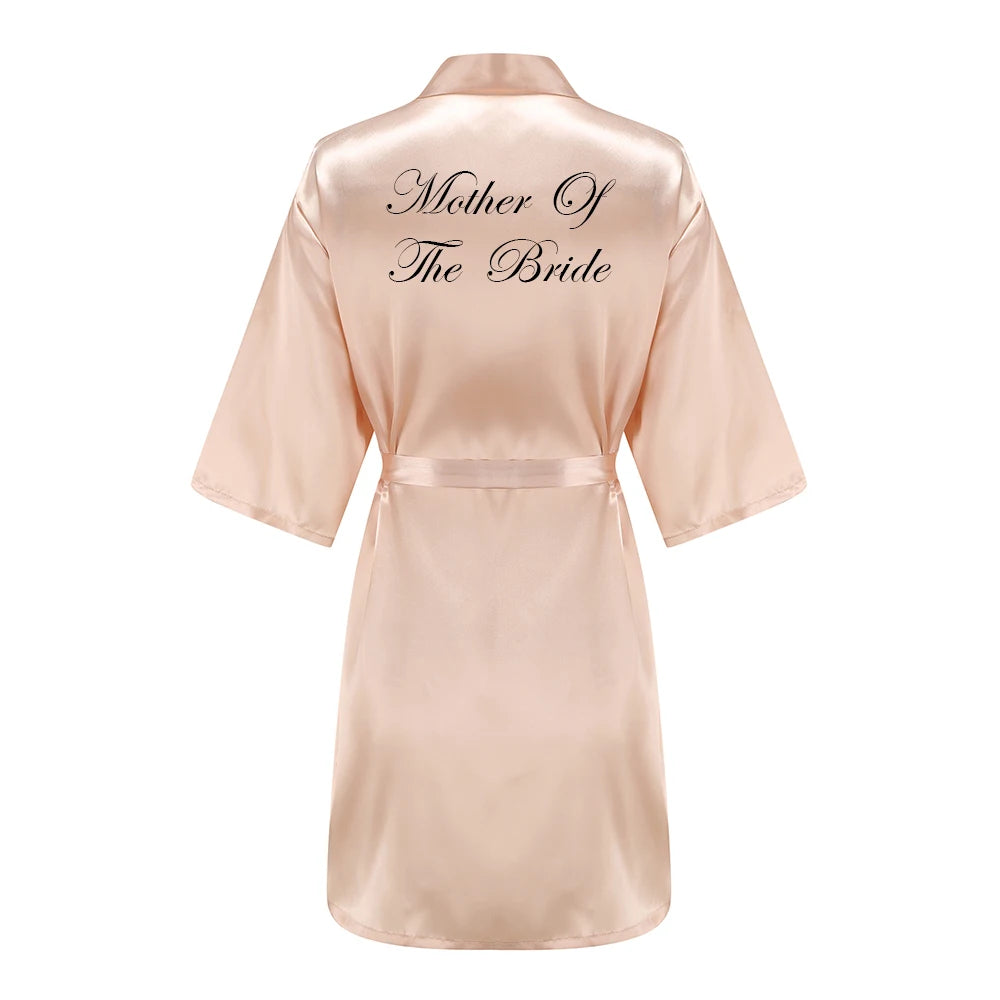 New Champagne Bathrobe Bride Satin Robe Women Bridal Party Sister Team Mother of the Bride Gift Bridesmaid Wedding Short Robes