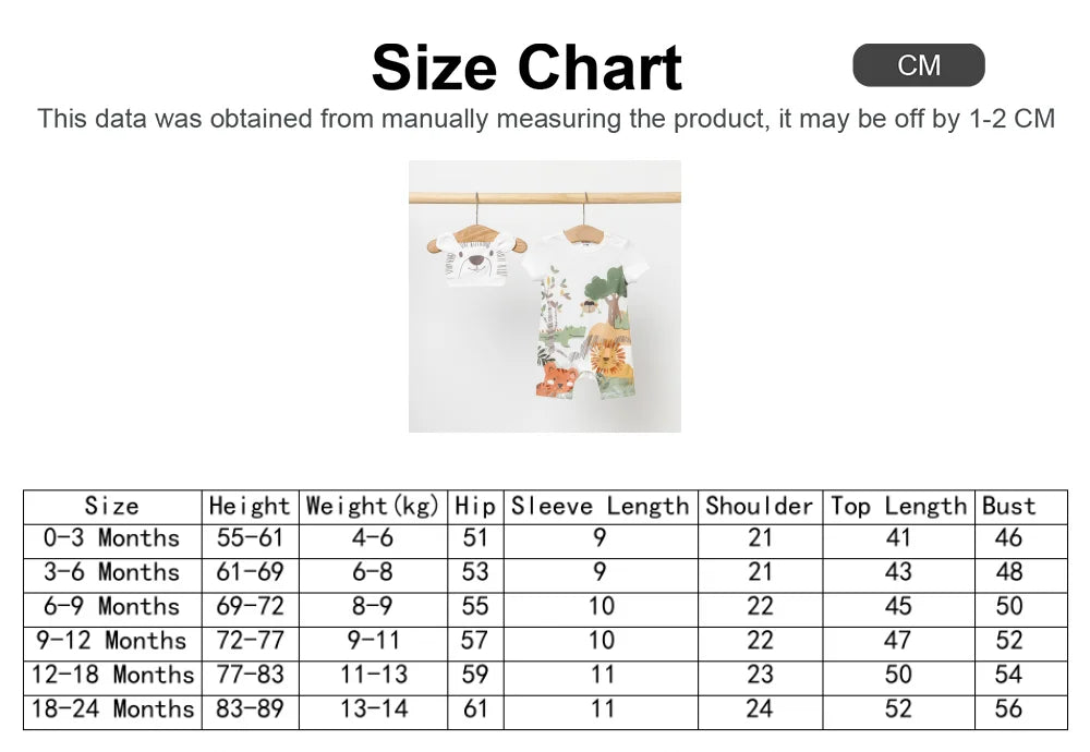 Childlike Animal Pattern 2pcs Short Sleeve Romper Set for Baby Boy - Regular Fit Suitable for Summer Season