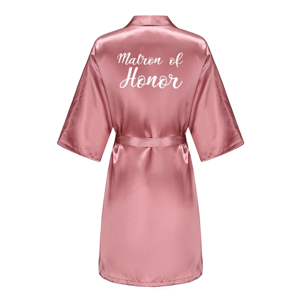 New Bridal Party Bridesmaid Sister Mother Shower Gift Wedding Short Team Bride Robes With White Text Women Bathrobe