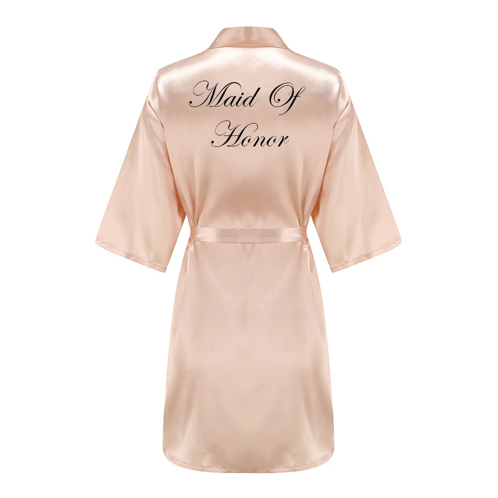 New Champagne Bathrobe Bride Satin Robe Women Bridal Party Sister Team Mother of the Bride Gift Bridesmaid Wedding Short Robes