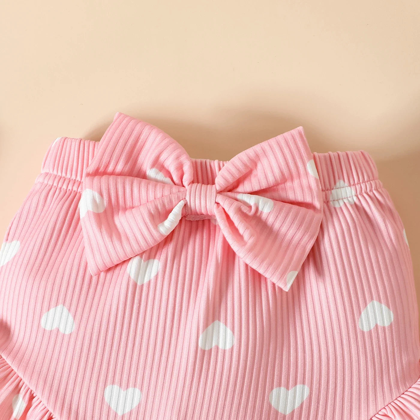 Baby Girl 95% Cotton Letter Print Ribbed Bodysuit and Shorts and Bow Headband Set Soft and Comfortable 3pcs