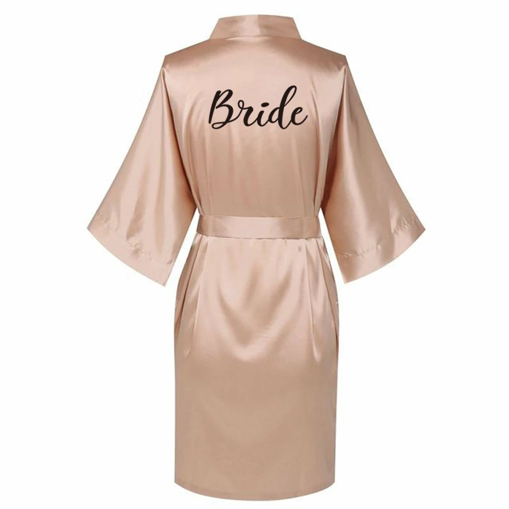 Satin Silk Robes Plus Size Wedding BathRobe Bride Bridesmaid Dress Gown Women Clothing Sleepwear Maid of Honor Rose Gold