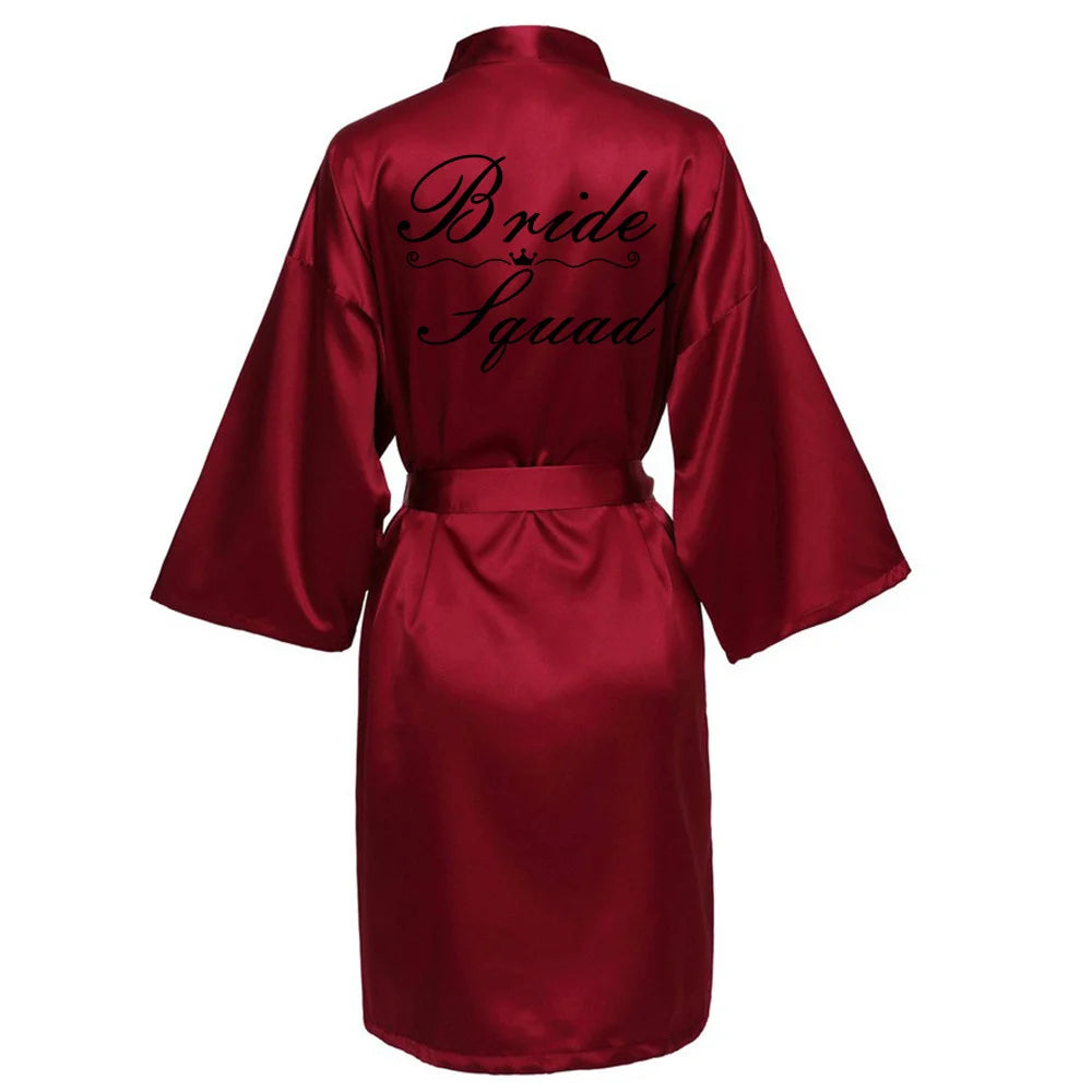 Women Silk Satin Short Night Printing Robe Kimono Robe Fashion Bath Robe Bathrobe Femme Wedding Bride Bridesmaid RobeZK09