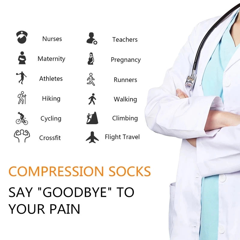 CFS Compression Socks Women Men Knee Stocking 20-30mmH Compression Socks Running Sport Sock