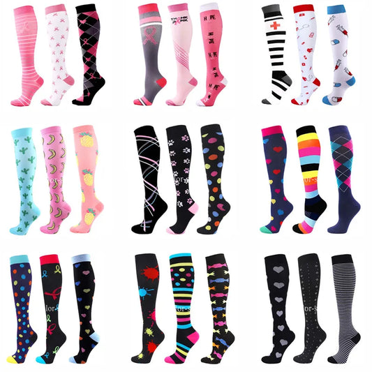 CFS Compression Socks Women Men Knee Stocking 20-30mmH Compression Socks Running Sport Sock