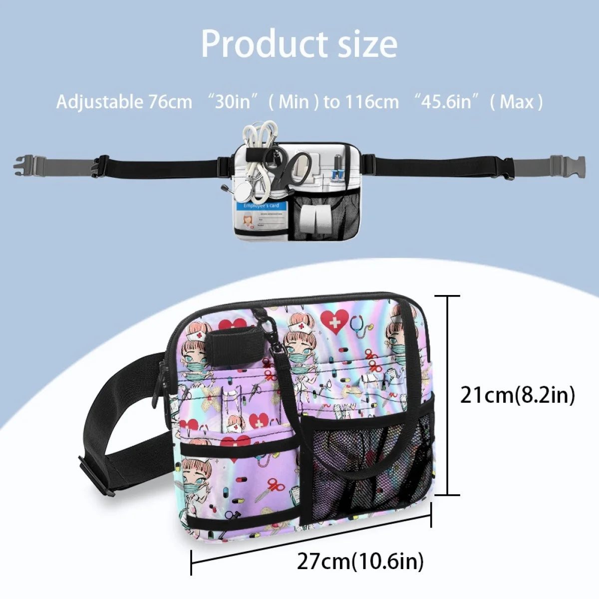 Women Nurse Fanny Pack for Stethoscopes Bandage Scissor Belt Organizer Bum Bags Multi Pocket Organizer Pouch