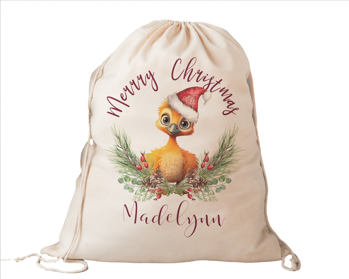 Personalised Santa Sack Australian Animals Eucalyptus Leaves, Our Largest Size