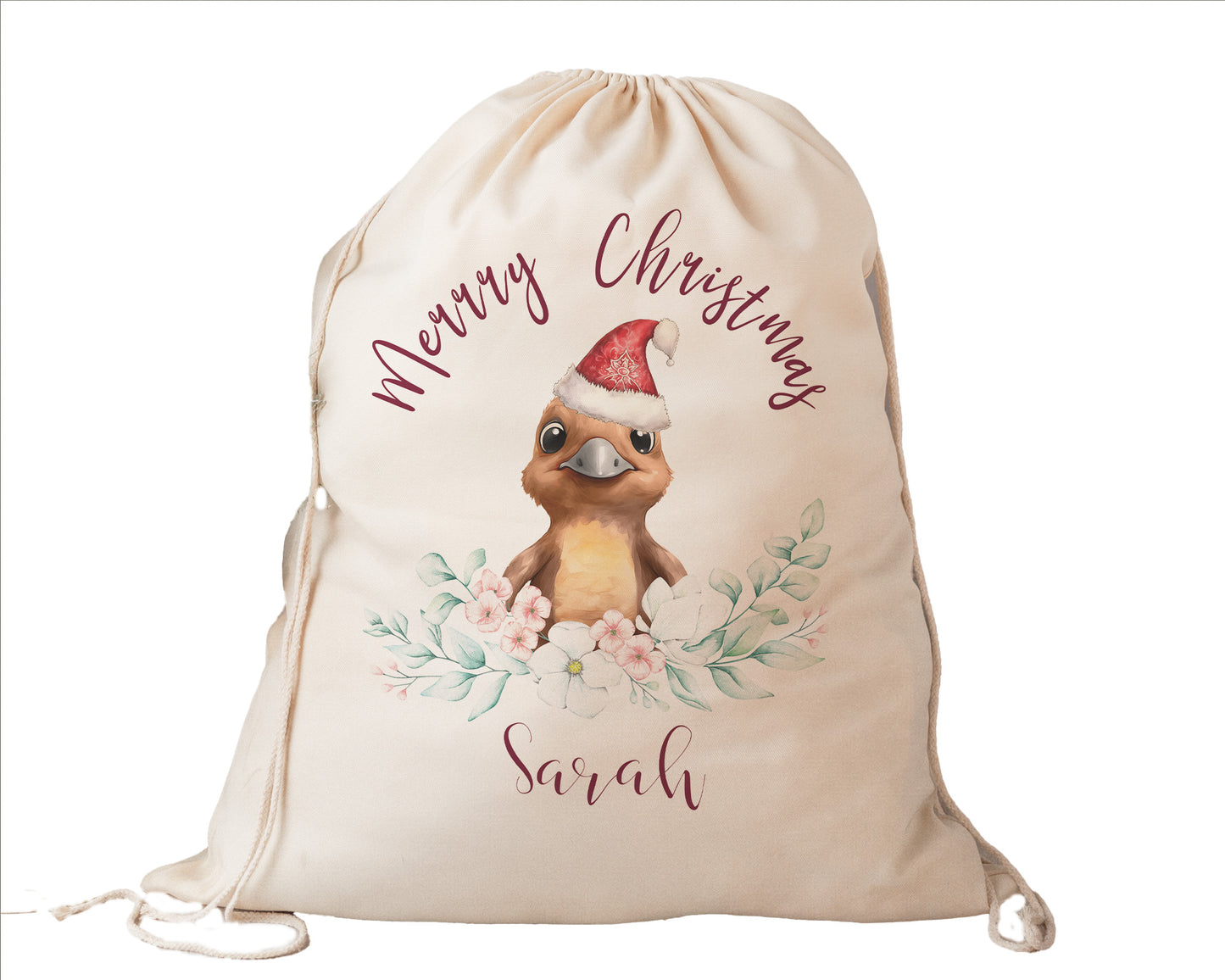 Personalised Santa Sack Australian Animals Eucalyptus Leaves, Our Largest Size