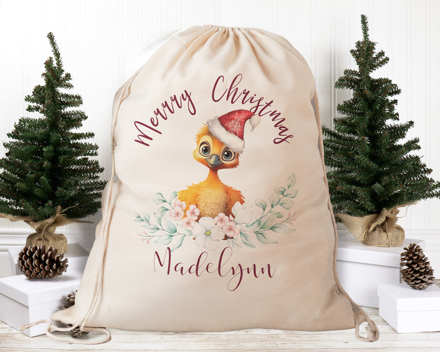 Personalised Santa Sack Australian Animals Eucalyptus Leaves, Our Largest Size