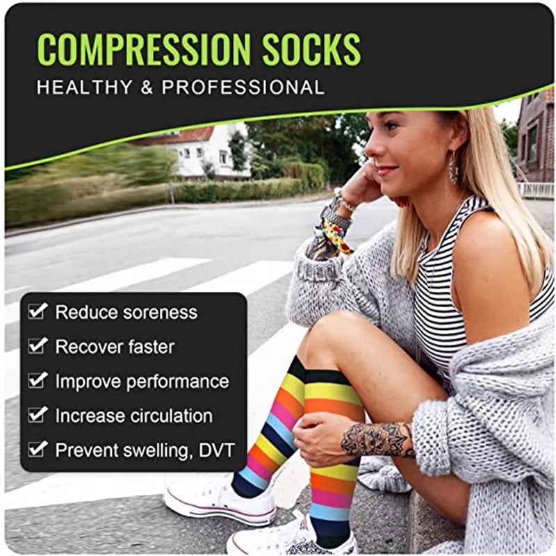 CFS Compression Socks Women Men Knee Stocking 20-30mmH Compression Socks Running Sport Sock