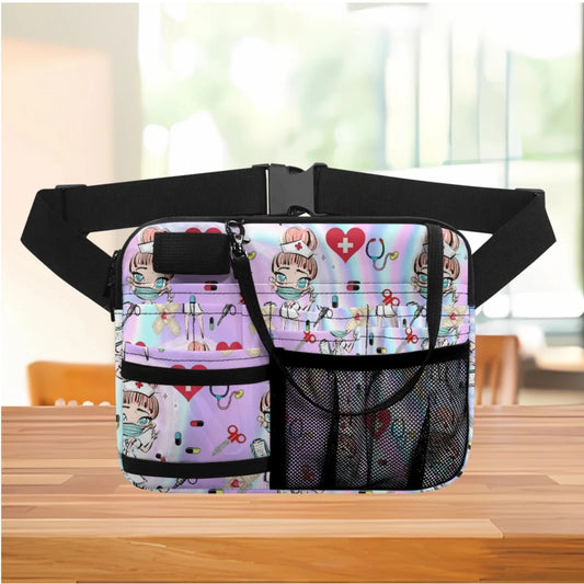 Women Nurse Fanny Pack for Stethoscopes Bandage Scissor Belt Organizer Bum Bags Multi Pocket Organizer Pouch